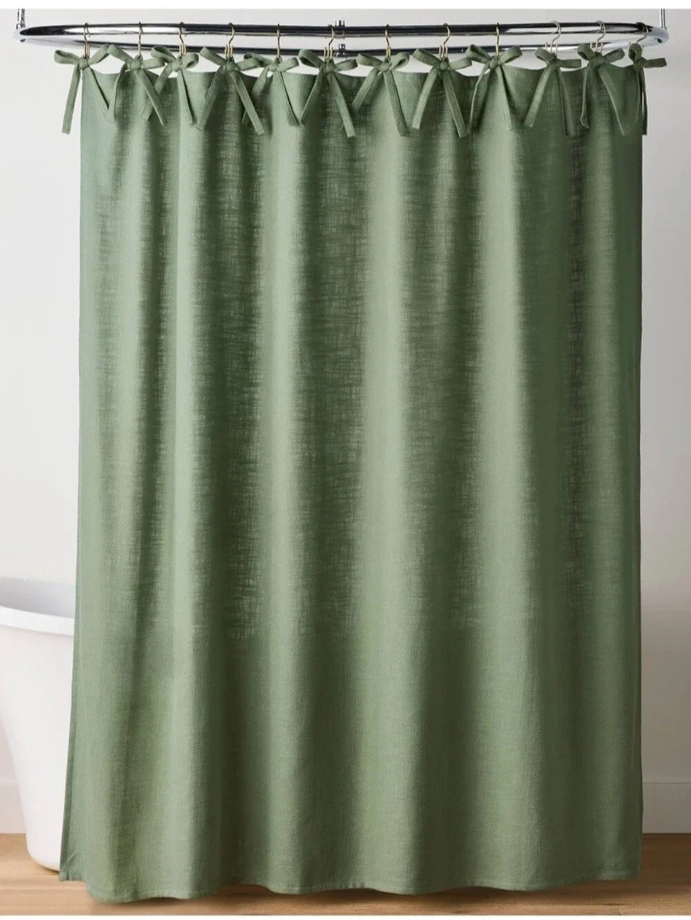 Hearth & Hand With Magnolia Ribbon Tie Shower Curtain Green